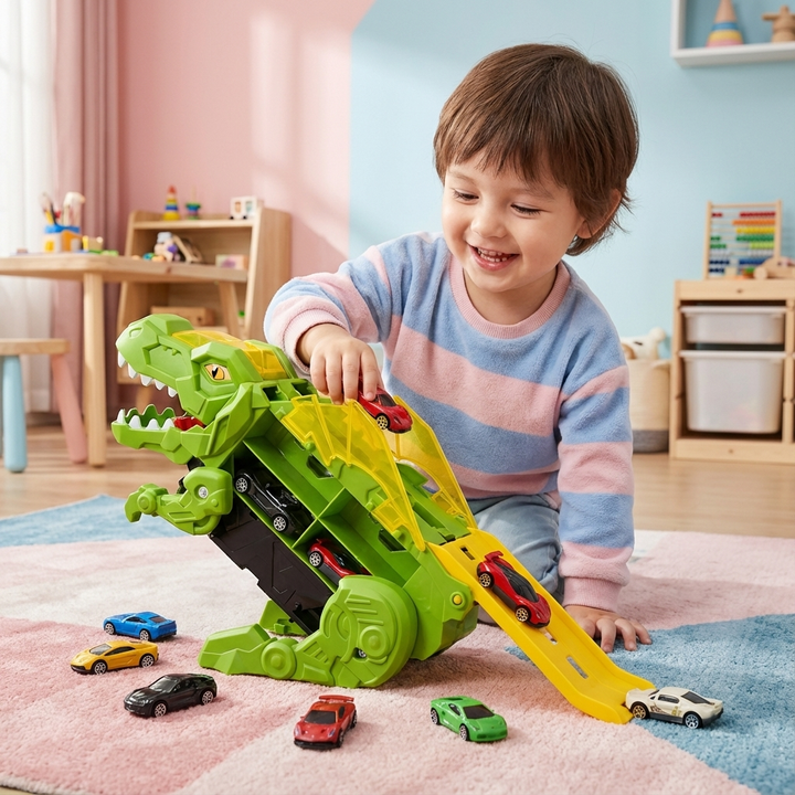 Dinosaurier Auto Spiel Truck für Kinder, transformierbar, Abenteuer Spielzeug, Jungen & Mädchen