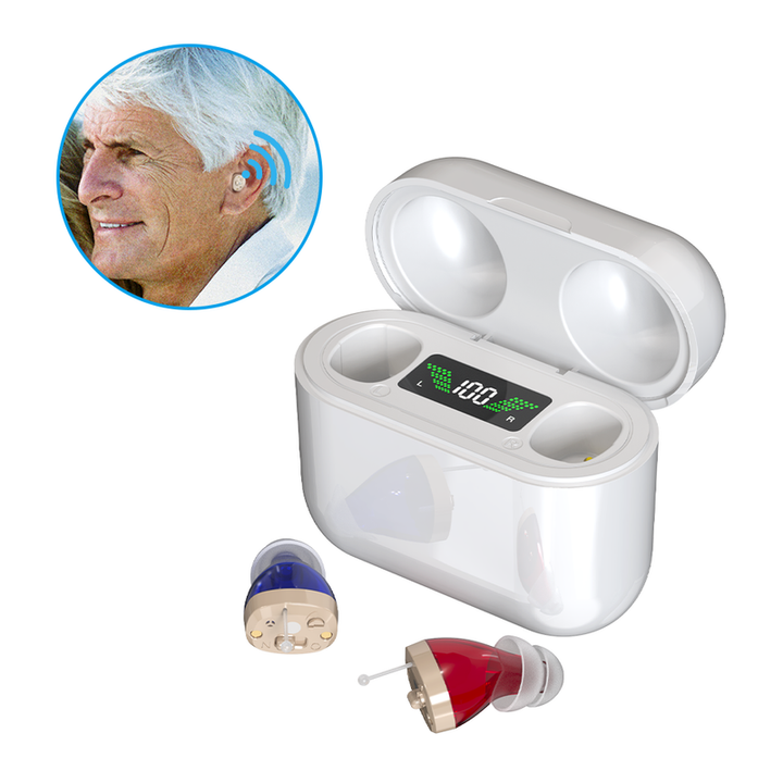 Diskreter In-Ear Hörverstärker für klare Sprachverstärkung im Alltag.