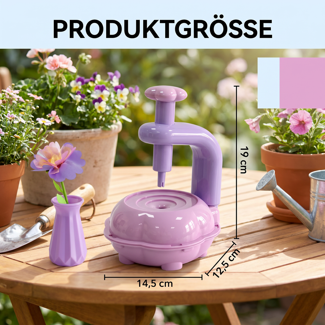 Komplettes DIY Blumenstrauß Bastelset für Mädchen mit Pressmaschine, zum Erstellen einzigartiger Blumenarrangements.