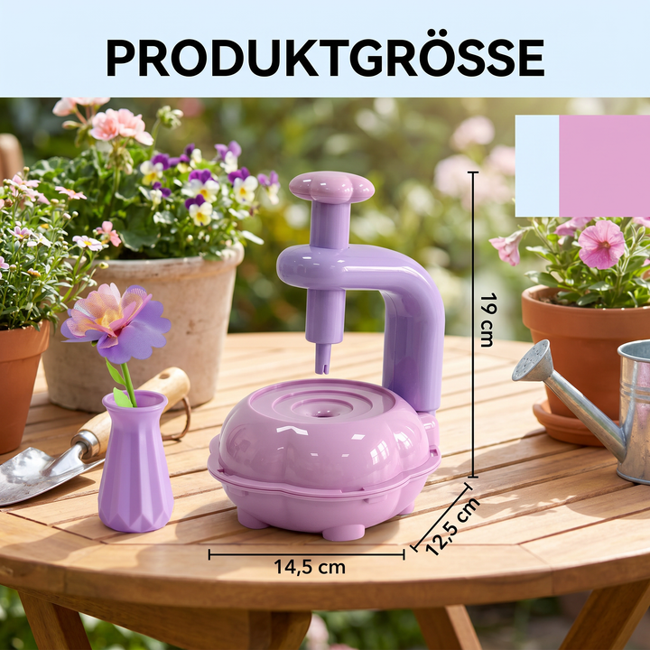 Komplettes DIY Blumenstrauß Bastelset für Mädchen mit Pressmaschine, zum Erstellen einzigartiger Blumenarrangements.