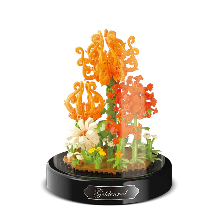 Buntes Blumenmodell aus Bausteinen, perfekt als Geschenkidee und kreatives Hobby.