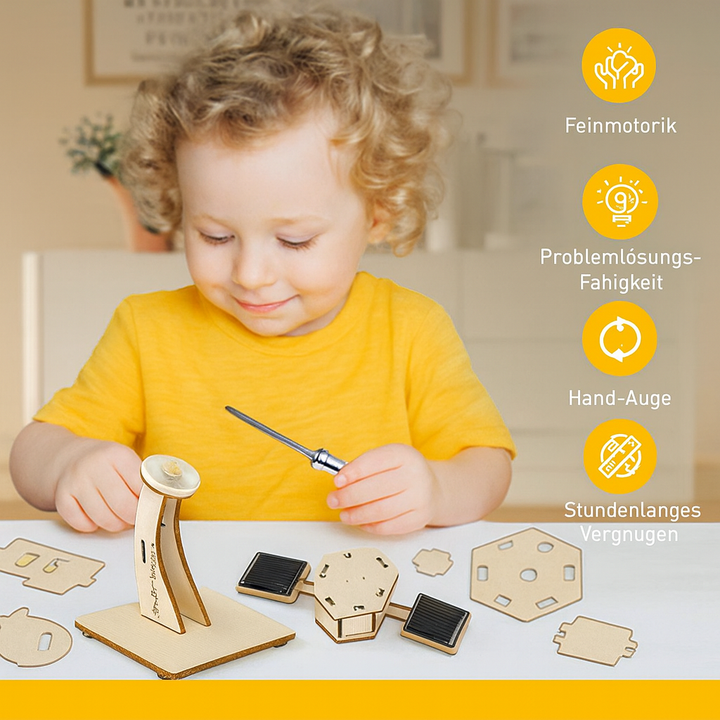 STEM Lernspielzeug: Satellitenmodell Bausatz aus Holz zum Experimentieren & Lernen über Ingenieurwesen.
