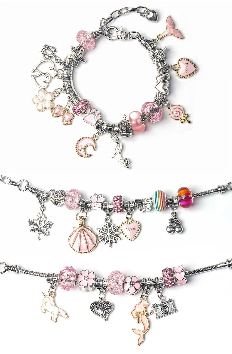 Kinderschmuck DIY Set: Vielfältige Schmuckperlen & Zubehör zum Kreieren einzigartiger Armbänder.
