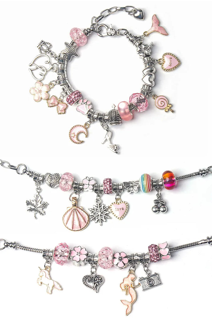 Kinderschmuck DIY Set: Vielfältige Schmuckperlen & Zubehör zum Kreieren einzigartiger Armbänder.