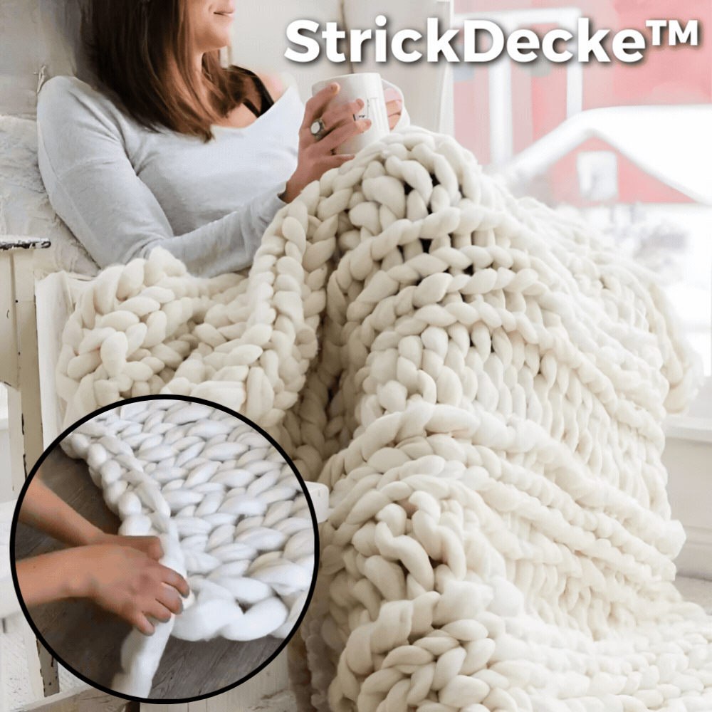DIY Strickset für Decken mit Acrylwolle in verschiedenen Farben zum Stricken einer gemütlichen Kuscheldecke, Handarbeit.