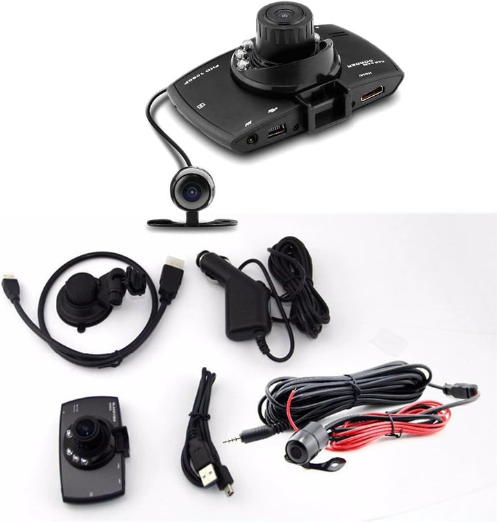 Installierte Doppellinsen Auto Dashcam G30 im Fahrzeug, sichert Fahrten mit 1080P & G-Sensor.