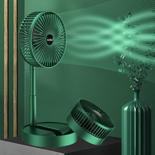 Doppelpack tragbarer USB-Ventilator (grün & weiß) für unterwegs: leise Sommerkühlung für Büro, Reisen, Outdoor.