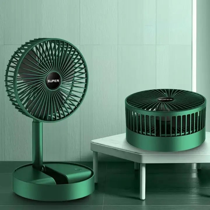 Kompakter elektrischer Mini-Ventilator (weiß & grün) im Doppelpack; perfekt für Outdoor-Abenteuer.