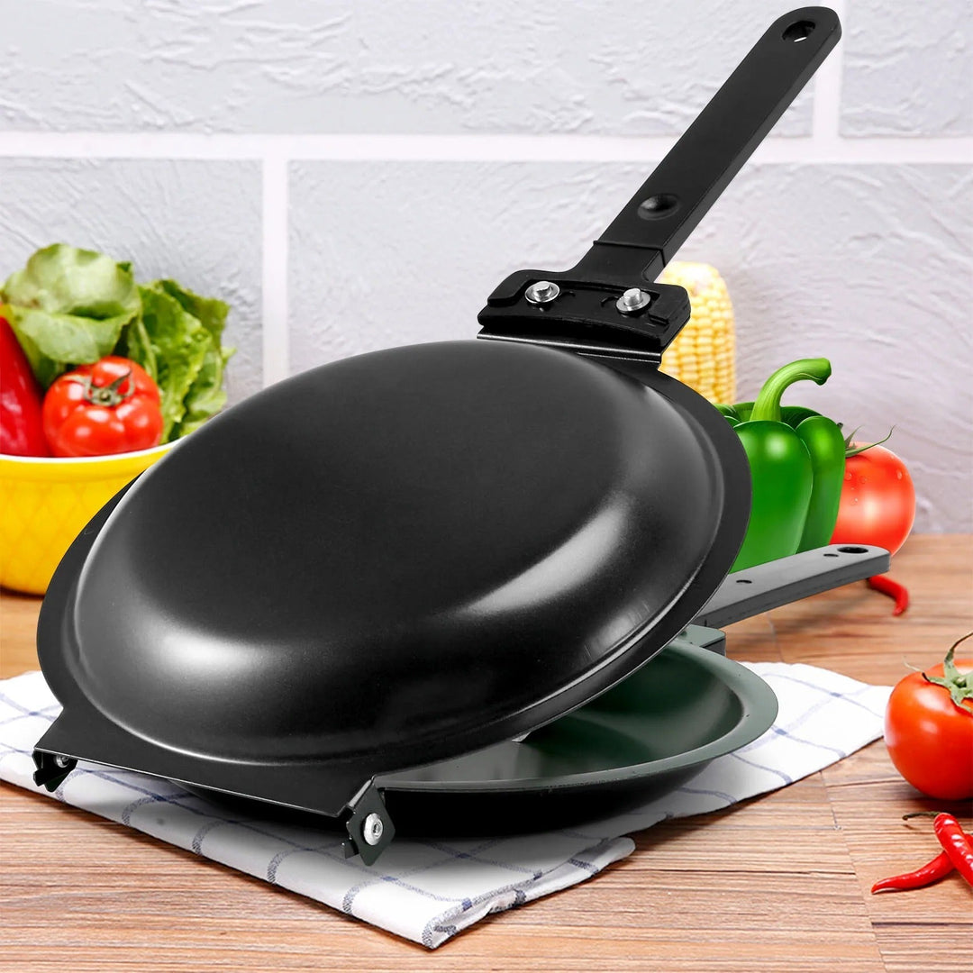 Doppelseitige Antihaftpfanne aus Edelstahl für Pfannkuchen, Omeletts & Eier; praktisches Kochgeschirr für die Küche.