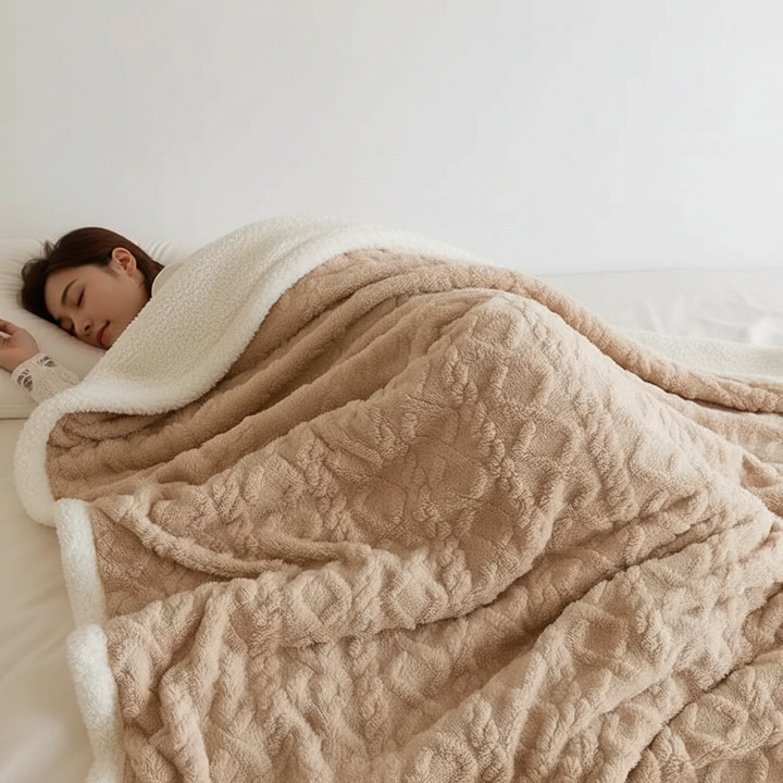 Gemütliche Kuscheldecke WoolDream, doppelseitig. Hält warm & ist ein stilvolles Wohnaccessoire.