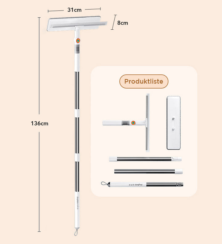 Cleverer Putzhelfer: doppelseitiger Fensterwischer für mühelose, streifenfreie Reinigung von Fenstern und Glas.