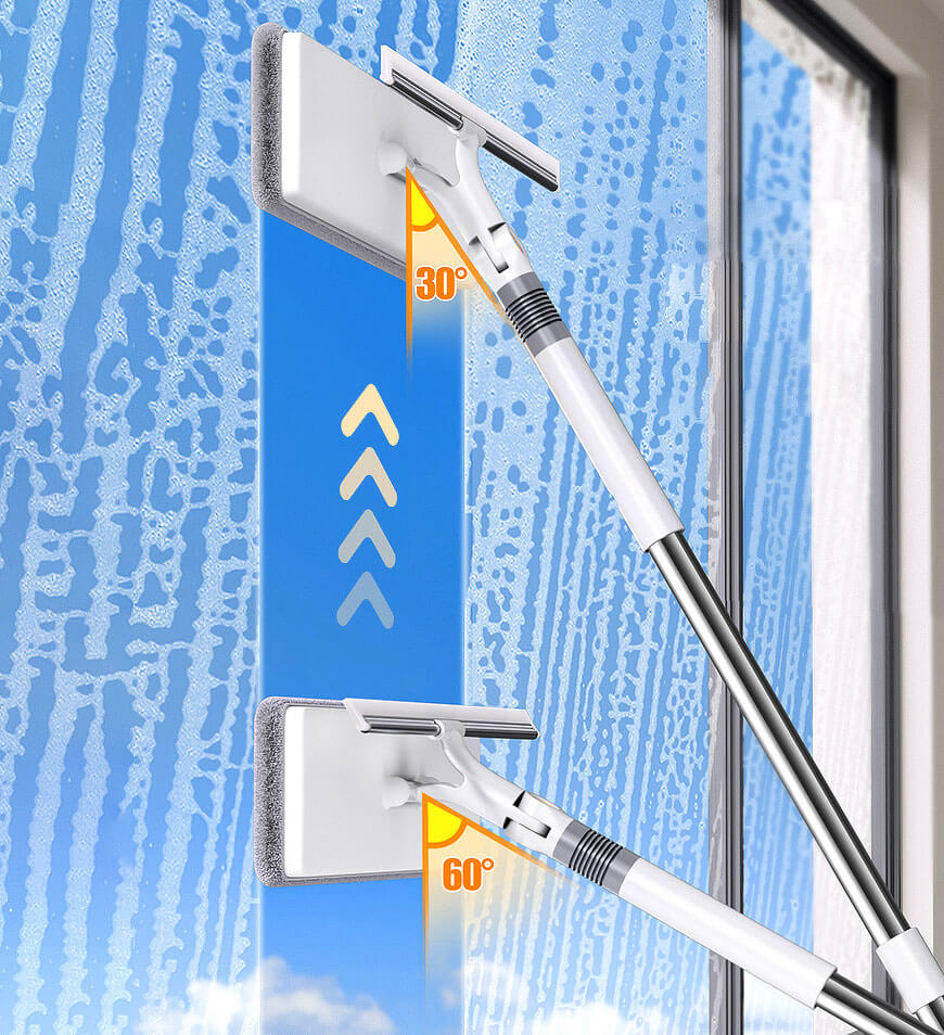 Praktischer Putzhelfer: doppelseitiger Fensterwischer mit Mikrofasertuch für streifenfreie Glasflächen.