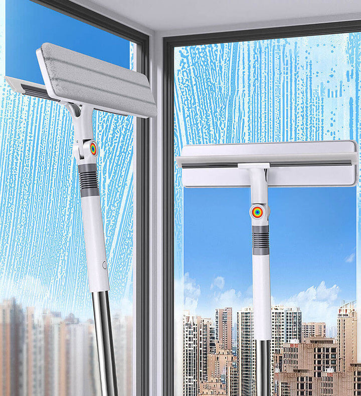 Innovativer Fensterreiniger, doppelseitig, mit Mikrofaser; für mühelose und streifenfreie Glasreinigung zu Hause.