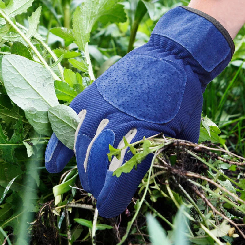 Robuste, dornenfeste Gartenhandschuhe mit langen Stulpen für sichere Gartenarbeit, Rosenschnitt und Unkrautjäten.