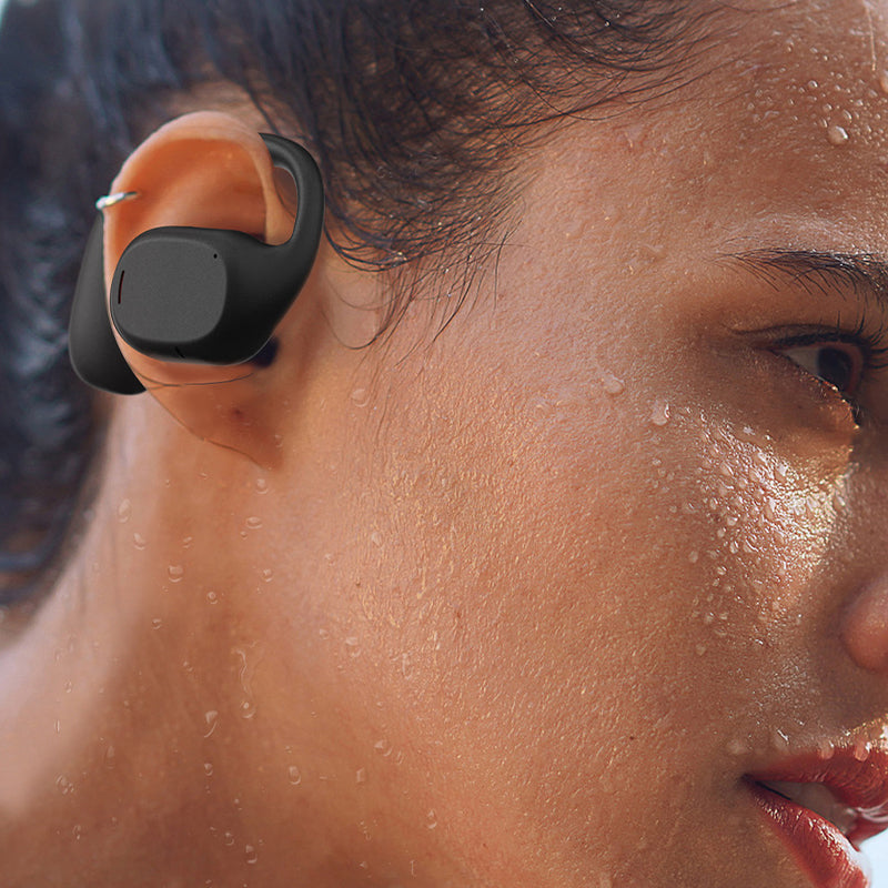 AirBeat Flex offene Design Ohrhörer, schwarz, mit Bluetooth für sicheres Hören der Umgebung.
