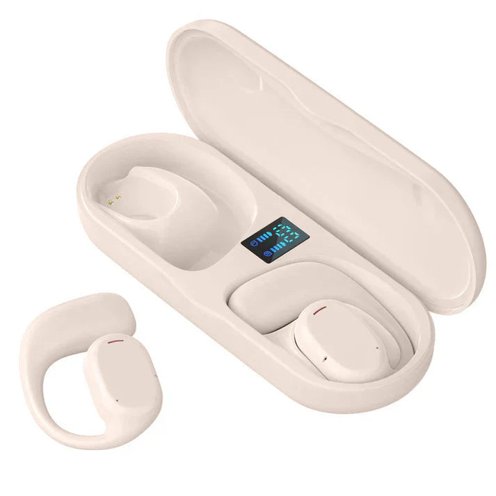Komfortable AirBeat Flex Bluetooth Ohrhörer mit offenem Design für langen Tragekomfort beim Musikhören.
