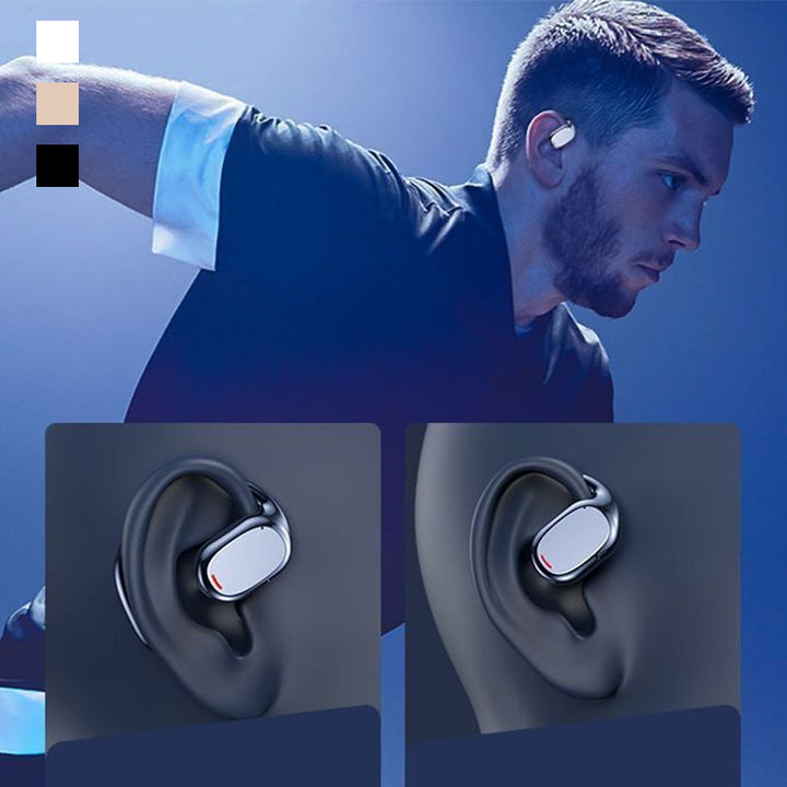 Beige AirBeat Flex Kopfhörer, offenes Design, leicht & komfortabel, perfekt für Freisprechen & Musik.