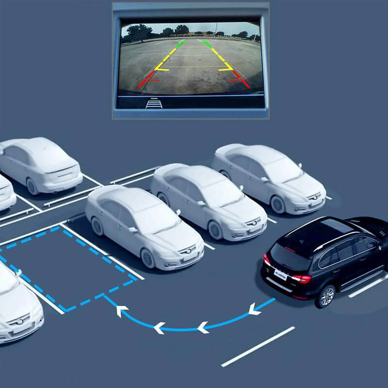 Kabellose Rückfahrkamera mit HD Nachtsicht, App-Steuerung für sicheres Einparken von Wohnmobilen.