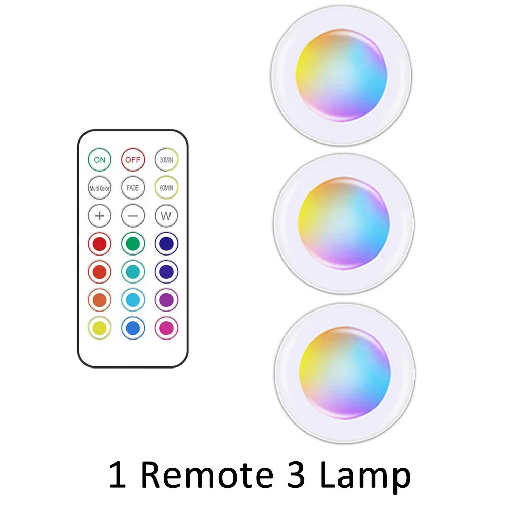 Innovative kabellose RGB LED Unterbauleuchte für Küchen & Möbel, mit Farbwechsel & Fernbedienung.
