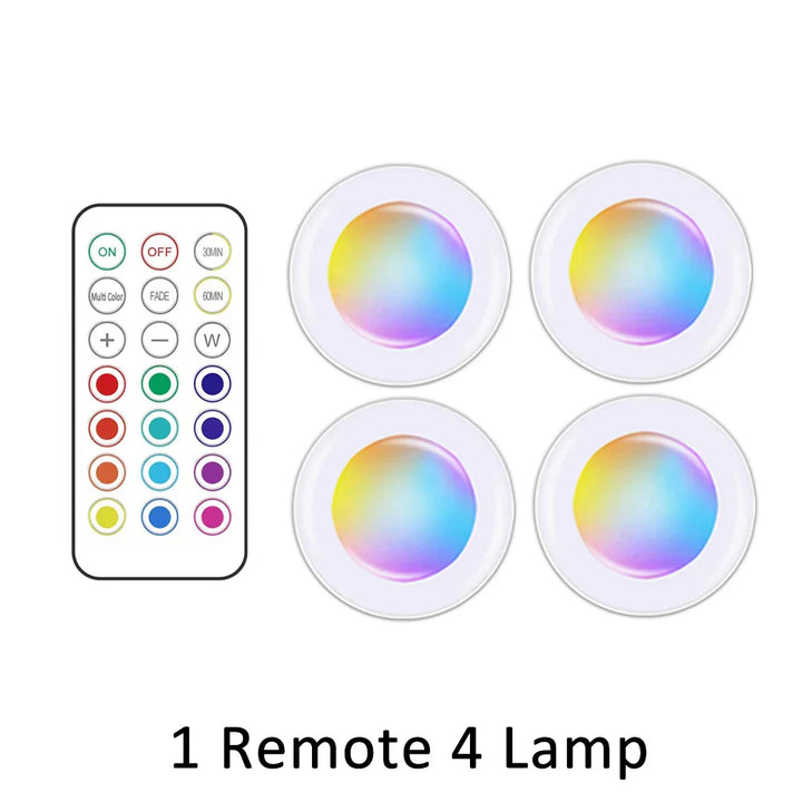 Einfach zu installierende RGB LED Unterbauleuchte, kabellos & flexibel für Möbelbeleuchtung.