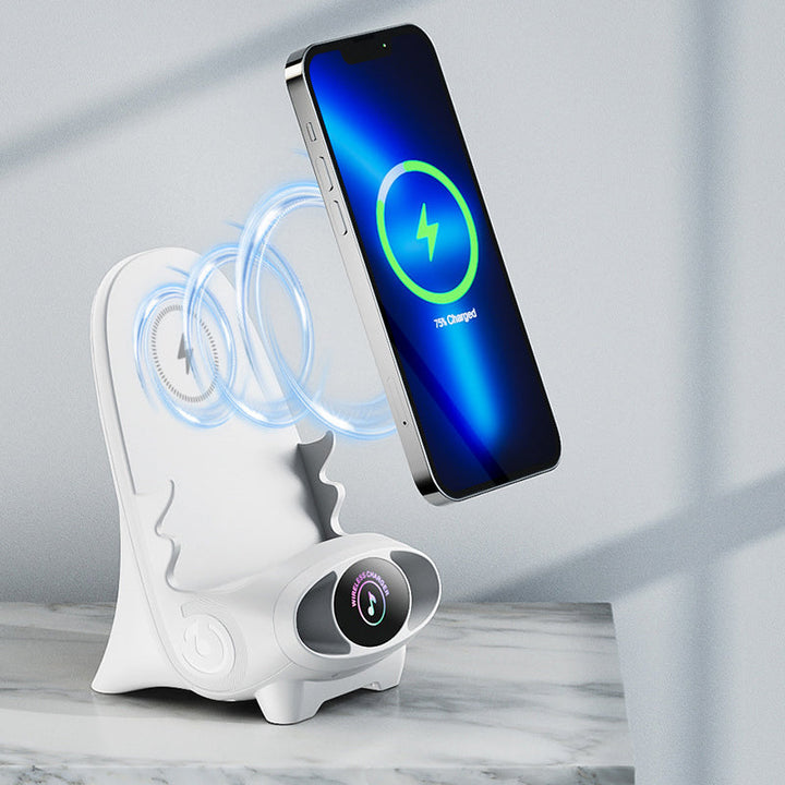 Drahtloser Telefonhalter mit 15W Schnellladefunktion für Smartphones. Ideal für Schreibtisch & Büro.