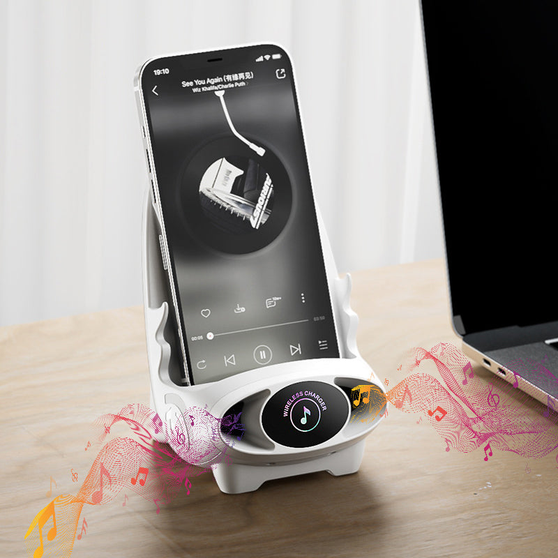 Kabelloser Qi-Lader & Handyhalterung, lädt iPhones & Android-Smartphones mit 15W ultraschnell.