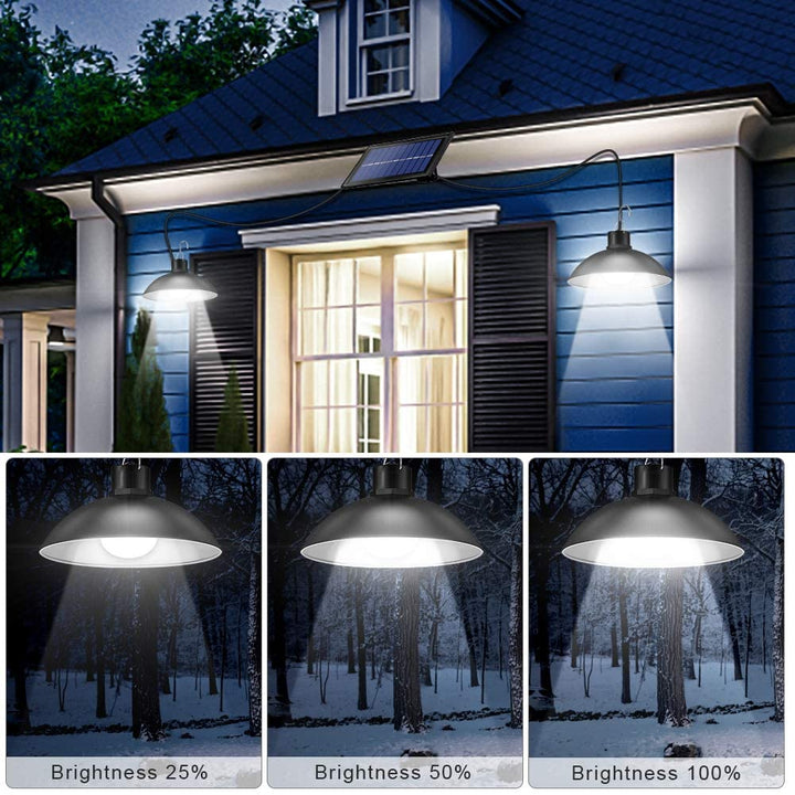 Vielseitige Solar-LED-Leuchte TwinRay, ideal für Innenbereiche wie Schuppen oder Keller. Mit Fernbedienung.