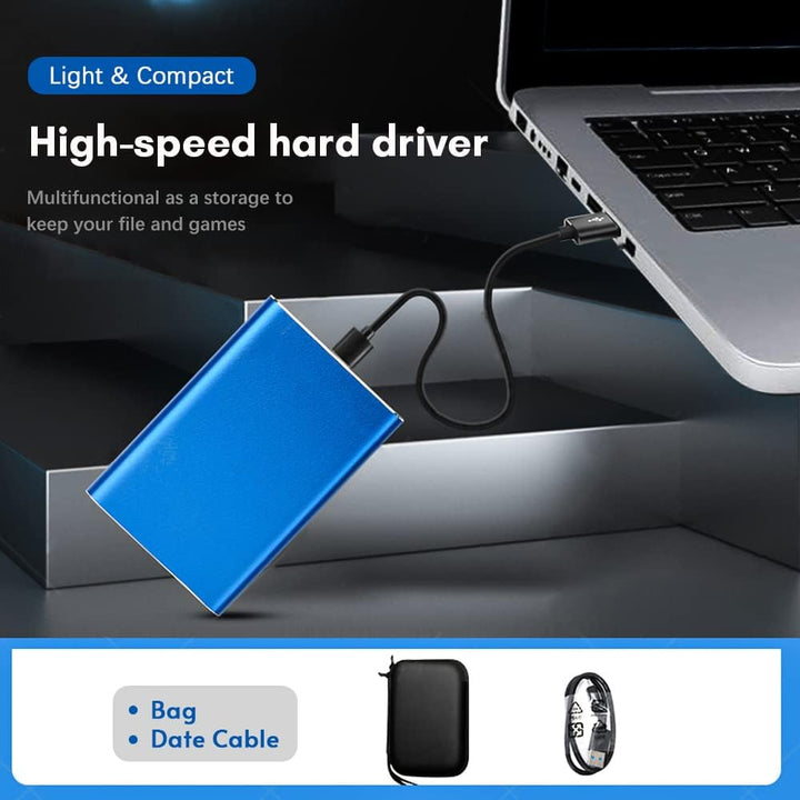 Robuste Dravero 1TB USB 3.0 Festplatte in Metalloptik, perfekt für externen Speicher und Computerzubehör.