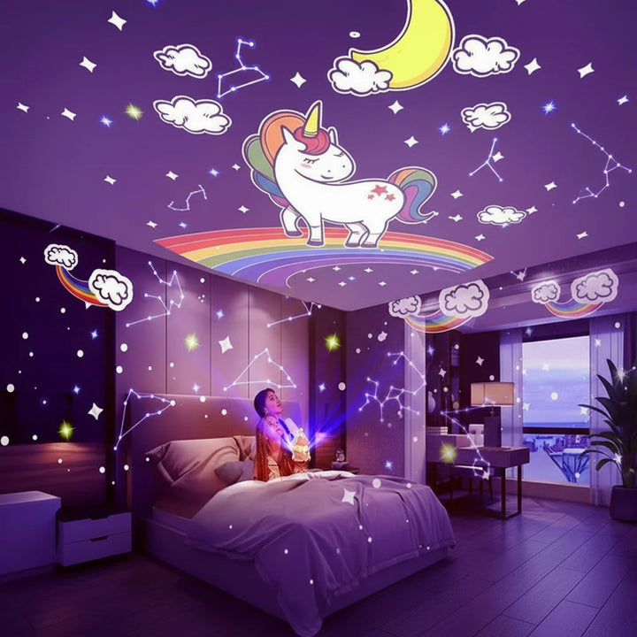 Entspannender DREAMLIX Musik-Sternenprojektor, Nachtlicht für Kinder, beruhigende Atmosphäre.