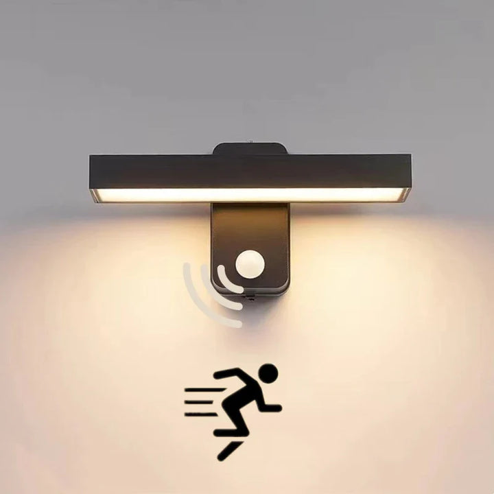 Drehbare LED Außenwandleuchte mit Bewegungsmelder, IP65, warmweißes Licht für Garten & Terrasse.