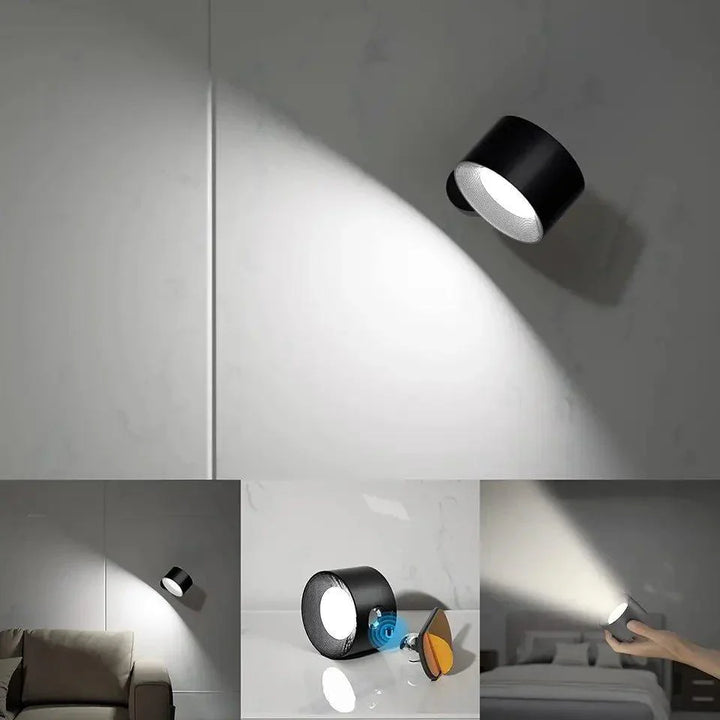 Weiße drehbare LED Wandleuchte, dimmbar und kabellos, perfekte indirekte Beleuchtung für moderne Akzente.