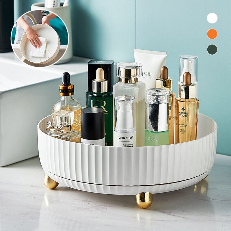 Badezimmer-Organizer 360° drehbar: Smarte Ordnung für Kosmetik, Cremes und Badzubehör.