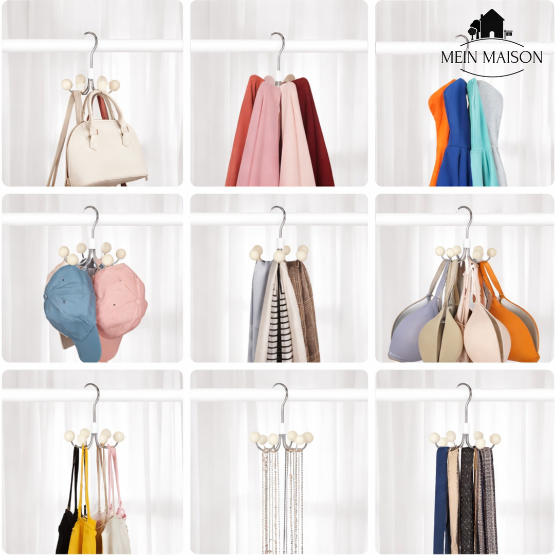 Platzsparender Kleiderschrank-Organizer, ideal für Garderobe. Hält Schals, Taschen & Hoodies griffbereit.