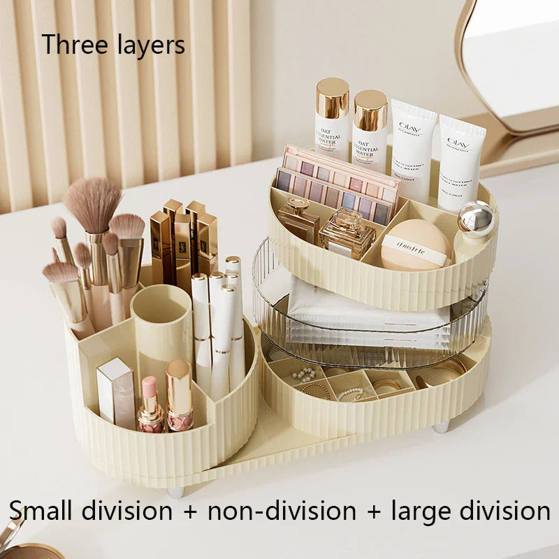 Drehbarer Acryl-Organizer für Make-up, Pinsel, Stifte & Bürobedarf; hält Schminktisch & Schreibtisch ordentlich.
