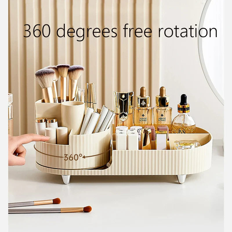 360° drehbarer Organizer für Badezimmer & Büro, transparente Acryl-Optik für Make-up und Stifte.