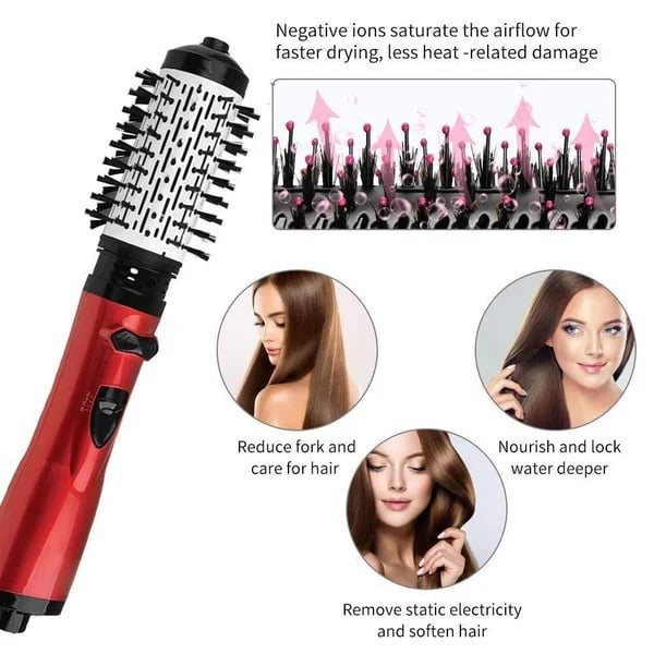 Modernes Stylingtool: Haartrockner mit drehbarer Bürste für professionelle Frisuren.