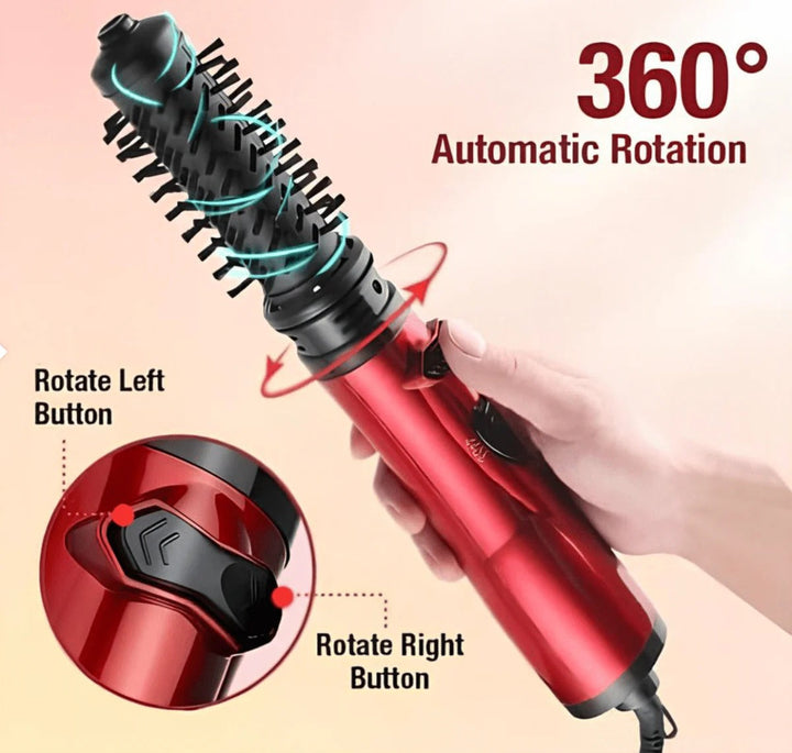 Profi-Haartrockner mit Rotationsfunktion für langanhaltendes Volumen und sanfte Locken.