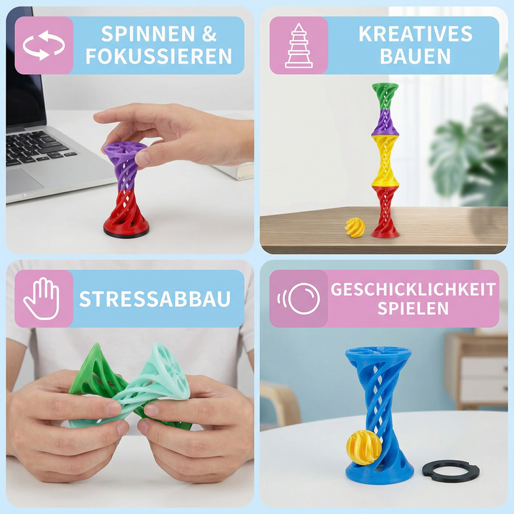 Ästhetisches 3D Spiral Fidget Toy, ideal als Anti-Stress-Hilfe und stilvolles Büro-Accessoire.