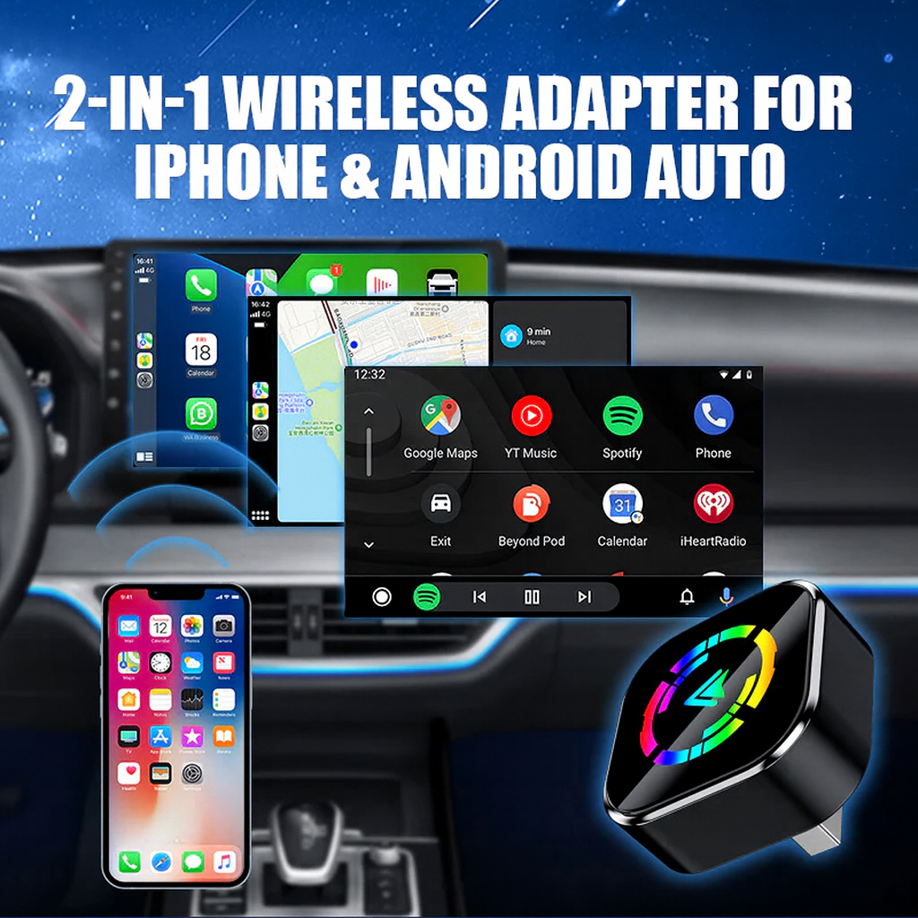 DriveLink Pro kabelloser Adapter für Apple CarPlay & Android Auto. Einfache Smartphone-Integration im Auto.