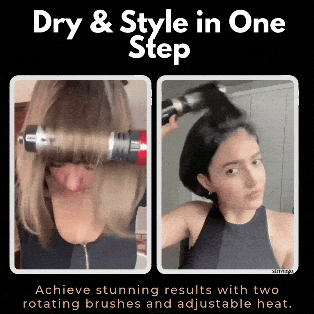 Driwave 2-in-1 rotierender Haartrockner & Styler in Gold/Rot für Volumen & Glanz.