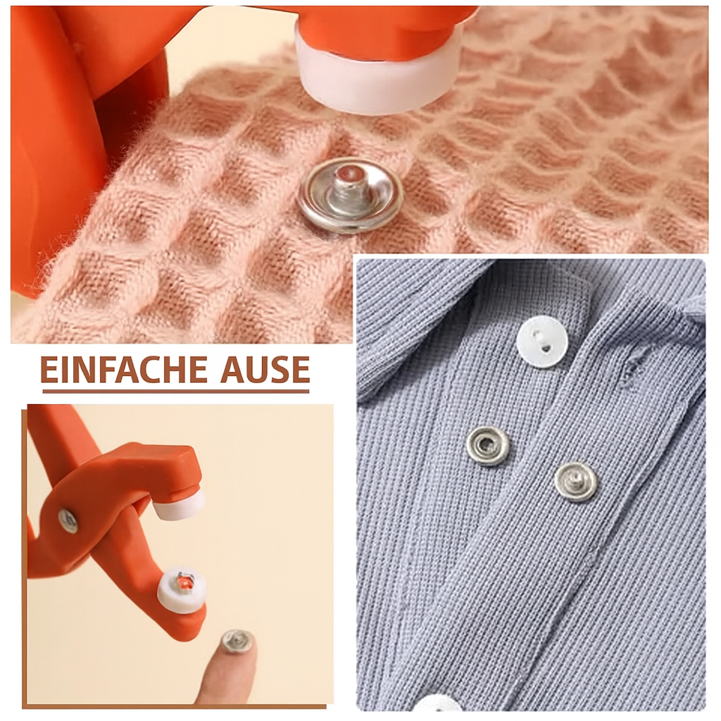 Robuste Druckknopfzange für müheloses Nähen & Basteln von Babykleidung & Textilien. Ideales Nähzubehör.