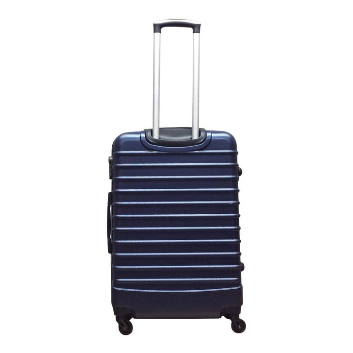 Hochwertiges dunkelblaues 2-teiliges Reisekoffer-Set aus Hartschale, als Trolley mit 4 Rollen.