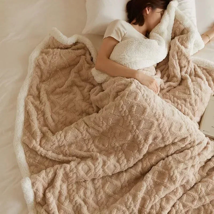 Blaue Wärmedecke für den Winter, extra weich und warm, perfekt für Schlafzimmer und Wohnzimmer.