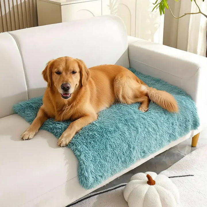 Hellgraue Plüschmatte für Hunde & Katzen, bietet warmen Tiefschlaf. Rutschfestes, waschbares Tierbett.