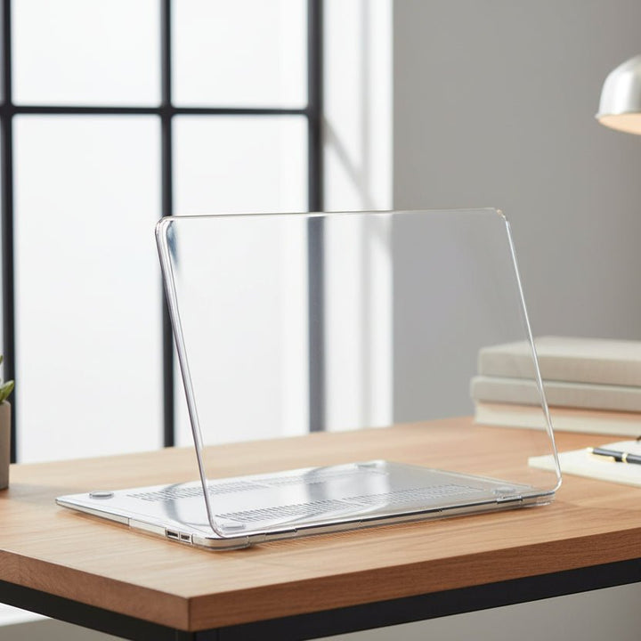 Durchsichtige MacBook Schutzhülle für Air/Pro M1/M2/M3 Chip. Robuster, klarer Laptop-Schutz.