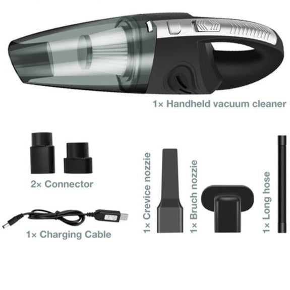 Kompakter EasyVacuum Auto-Staubsauger: Tragbar, ideal für Krümel und Schmutz im Fahrzeuginnenraum.