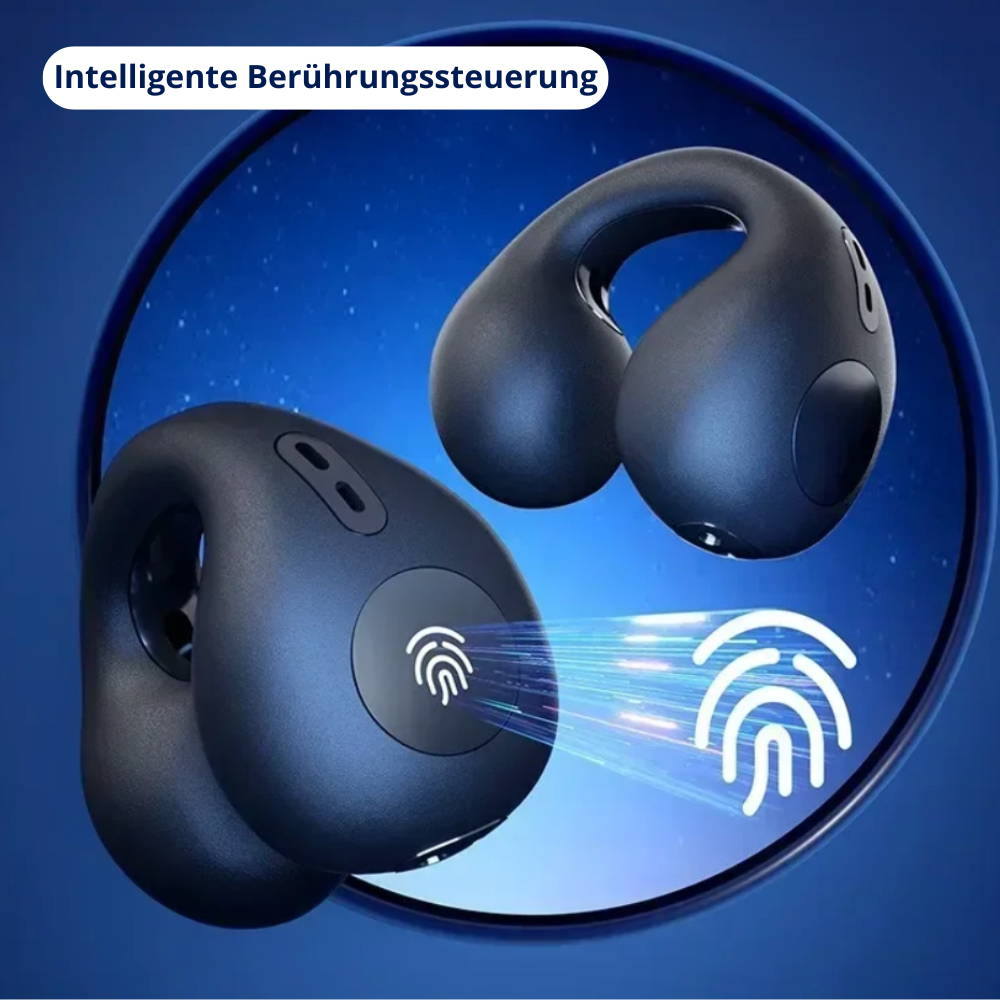 Schwarze EchoSonic Premium Kabellose Ohrhörer für Herren & Damen mit klarem Audio.