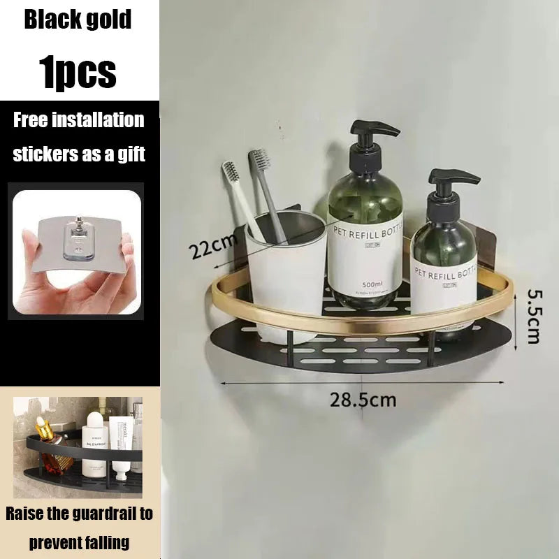 Praktische Eck-Duschablage ohne Bohren, weißes rostfreies Aluminium Badregal für Shampoo & Duschgel.