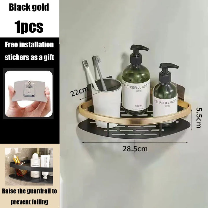 Praktische Eck-Duschablage ohne Bohren, weißes rostfreies Aluminium Badregal für Shampoo & Duschgel.