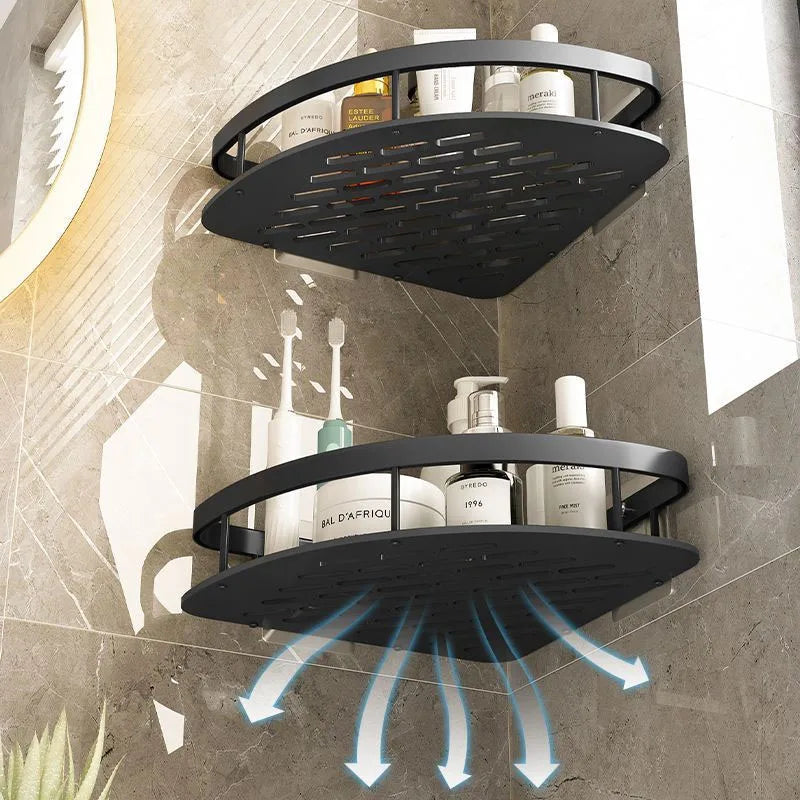 Silbernes Duschregal aus rostfreiem Aluminium, Eckablage für Dusche ohne Bohren & mehr Stauraum.